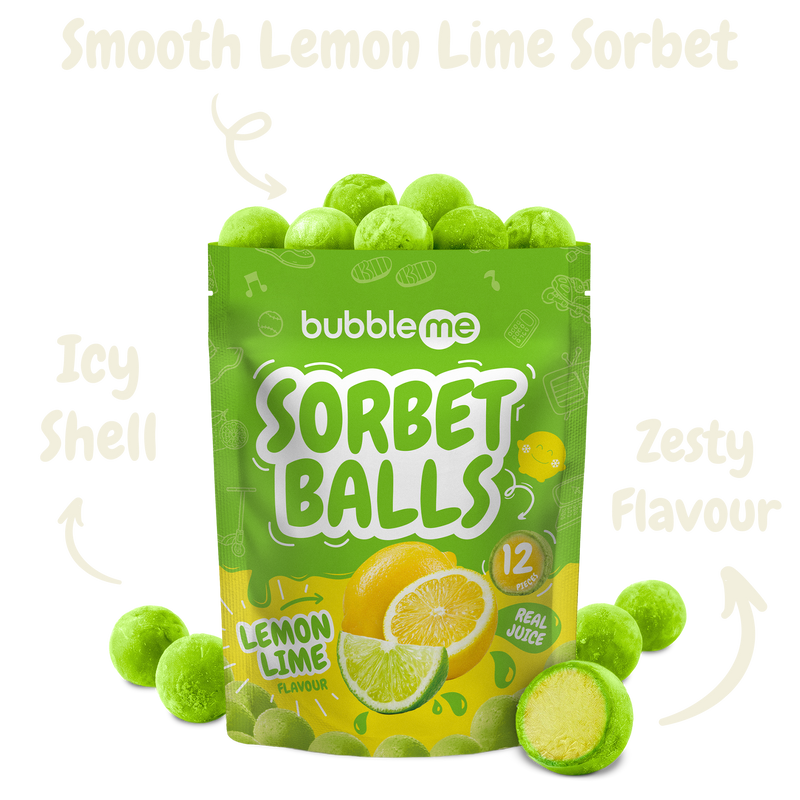 bubbleme Lemon Lime Sorbet Balls frozen snack pouch