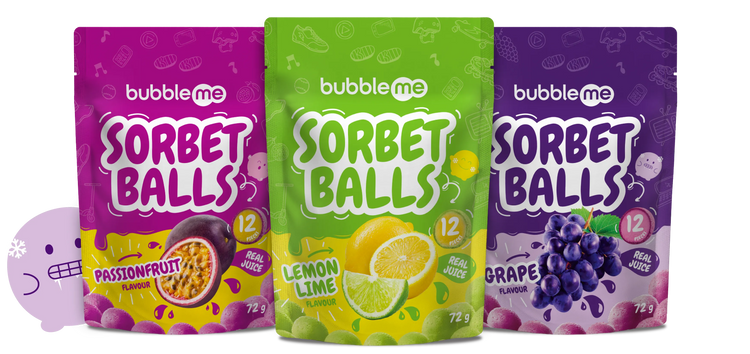 bubbleme Sorbet Balls frozen fruit sorbet snacks